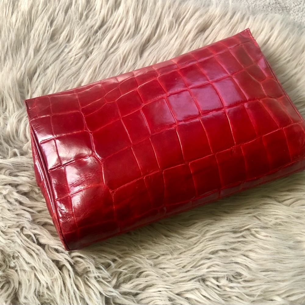 Vintage Gino Croc Print Clutch Bag